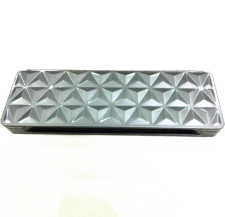 Fancy Triangular Embossing Logo Rectangle Cosmetic Metal tin box with Mirror