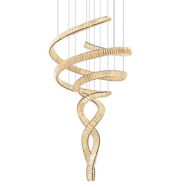 JYLIGHTING Escalera lujosa Cristal Lustrero para Villa para la Decoración de la Boda Living Roon Pendant Light Led Cristal Lustrero