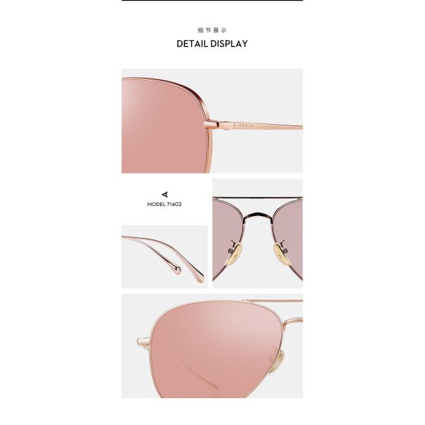 Pink Polarized Sunglasses For Women TAC Gold Frame Optional Size HD Visual