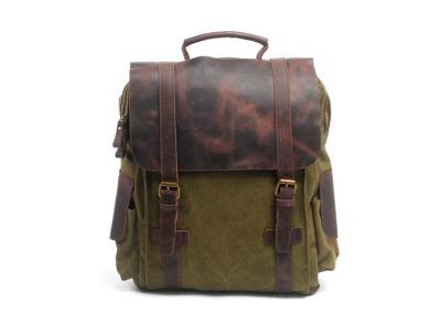 CL-502 Army Green Mens Canvas Leather Bag Hight Quality Backpack