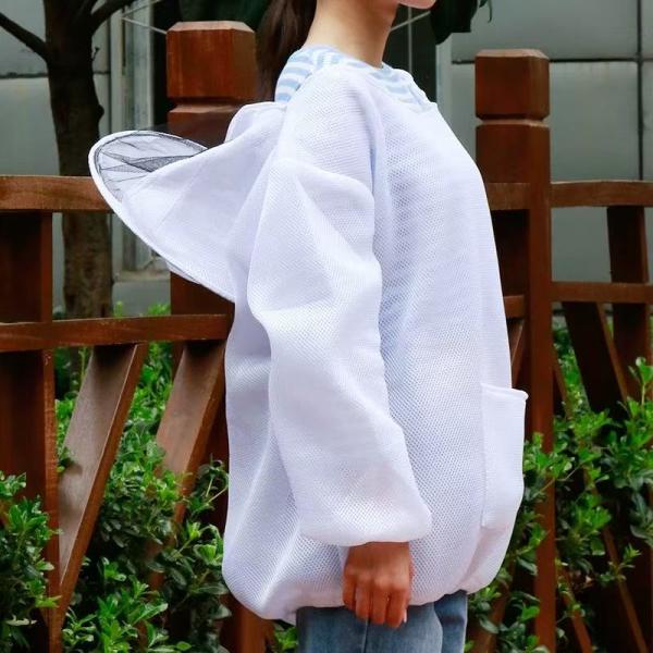 Breathable Beekeeping Jacket with Protective Bee Hat - White