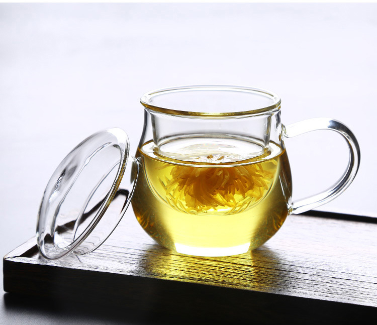 Кружка Инфузер чая 3 частей стеклянная, прозрачная чашка термостойкого стекла