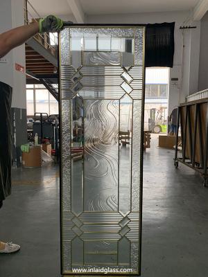 No welding decorative beveled glass panel with brass caming for door inserts 1 thickness