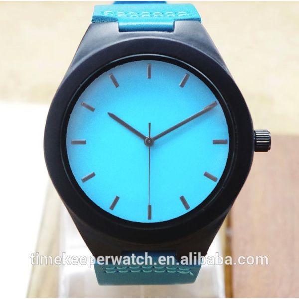 colorful wood watches , sky blue color fashion man watches , custom your own logo