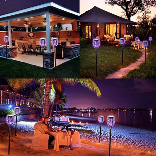 4 Pack Purple Flame 5.5volts Solar Garden Torch Light