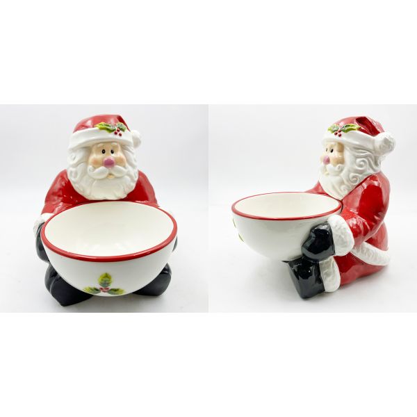 Hand Painted Ceramic Candy Bowls With Santa Handle Home Table And Kitchen Decoration