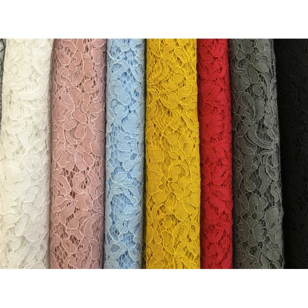 150 CM X 150CM Multi Color Big Flower Eyelash Lace Fabric with kniting cord