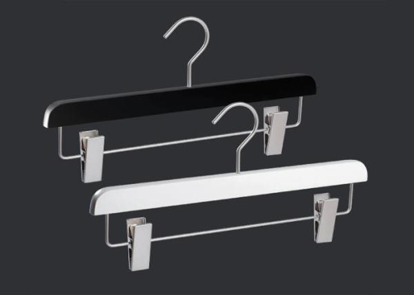 Wooden Clothing Store Hangers With Clips , Trouser / Skirt Commercial Clothes Hangers