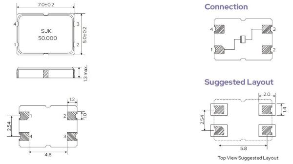 6F Series SMD7050 Crystals 6MHz To 160MHz For Communications And Industrial Control