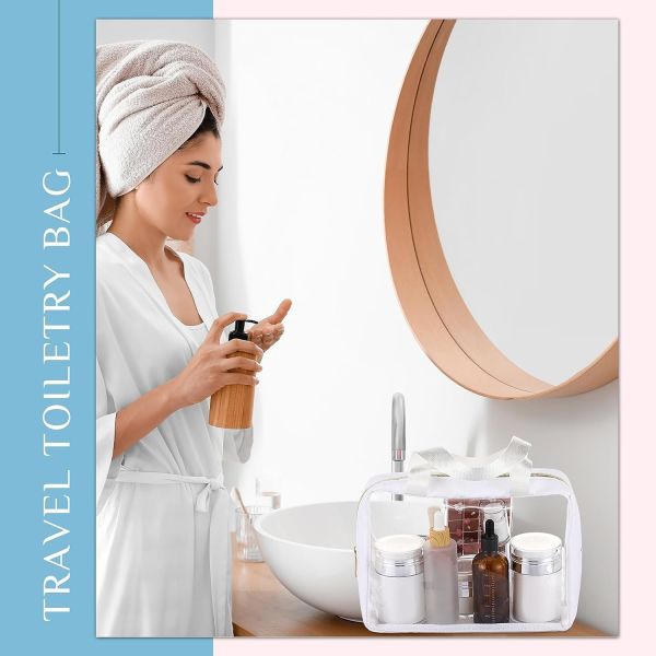 Soft Clear Transparent Hanging Makeup Bags with Zipper Clear Travel Bags