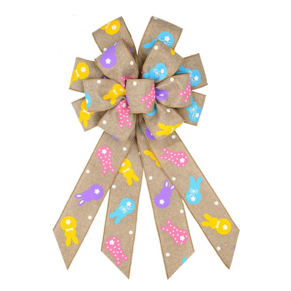 Cute Cartoon Egg And Rabbit Easter Ribbon Bow For Festival Decoration