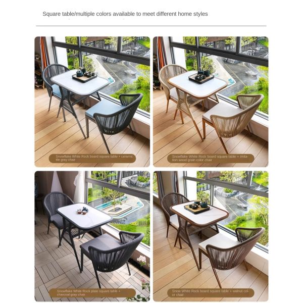 Nature'S Retreat 3 Piece Rock Beam Garden Patio Table And Chair Set