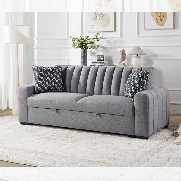 Canapé-lit convertible Queen Size, lit gigogne confortable avec dossier réglable, canapé futon, tissu gris