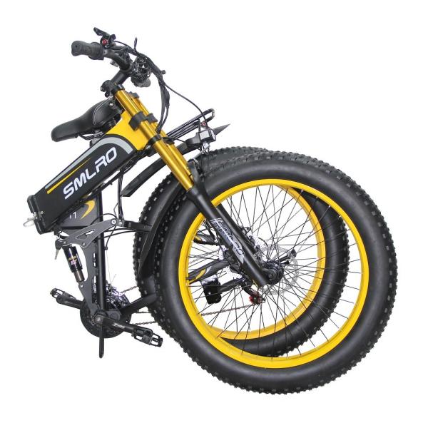 14AH Hidden Battery Fat Tire Folding Electric Bike , SMLRO Mountain Snow Ebike
