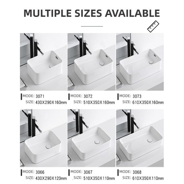 Balcony Bathroom Countertop Basin Square Sink Side Drainage 610*350*590mm