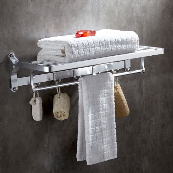 2024 European Space Aluminum Bathroom Hardware Sanitary Towel Rack with Double Layer