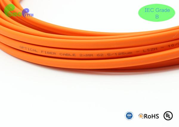 OM1 ST / UPC - ST / UPC Duplex 62.5 / 125um 3.0mm Flat Fiber Patch Cord 3m Orange LSZH