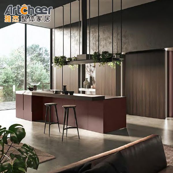 Stylish Kitchen Cabinet Furniture Set with Pull Down Basket and MDF Doors