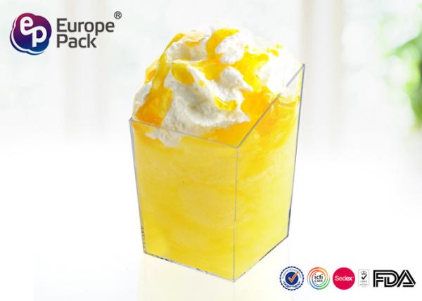 Eco Friendly PS Plastic Square Cups 85ml Food Grade With FDA , LFGB
