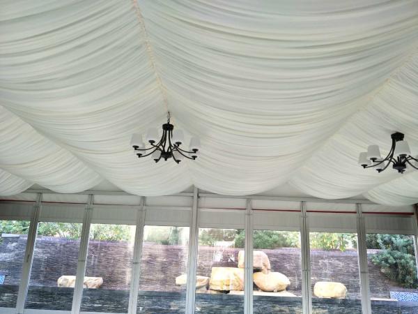 10*10M Red PVC Roof Cover with Glass Windows and Interior Decoration for Outdoor Events As Sales Office