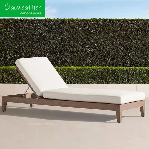 Meubles d'extérieur modernes Jardin extérieur Chaise en bois de teck pour villa imperméable Cour de plage piscine fauteuil salon