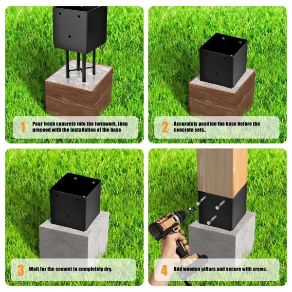 Soporte de base de poste de metal, anclajes de poste, púa de tierra