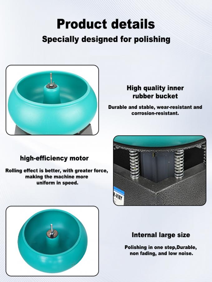 Vibratory Polishing Machine with 250W Power 12L Capacity and 110v/220v Voltage for Jewelry Finishing