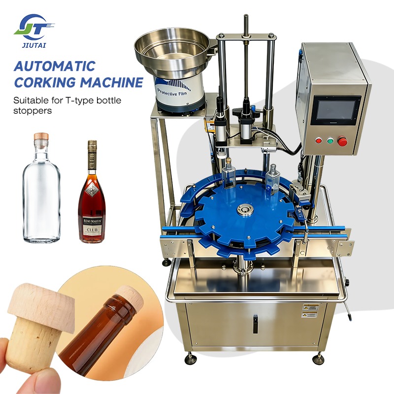 Automatic Champagne Wine Bottle T Cork Capping Sealing Machine Glass Bottle T-Shape Stopper Pressing Insert Corker