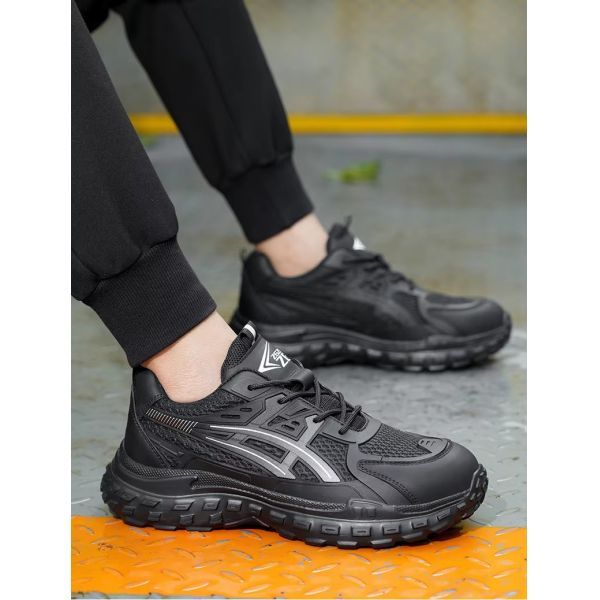 Zapatos de seguridad cómodos Transpirables PU Tejido Volador Zapatos de trabajo Puntera de acero Antigolpes Suela de EVA Entresuela de Kevlar Anti-pinchazos