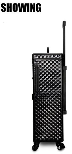 Professional Aluminium Hairdressing Tool Box , Universal Wheel Rod Hairdresser Box