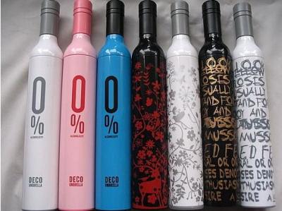 Promotional Reverse Folding Umbrella Wine Bottle Shape 180T Polyester Pongee Fabric