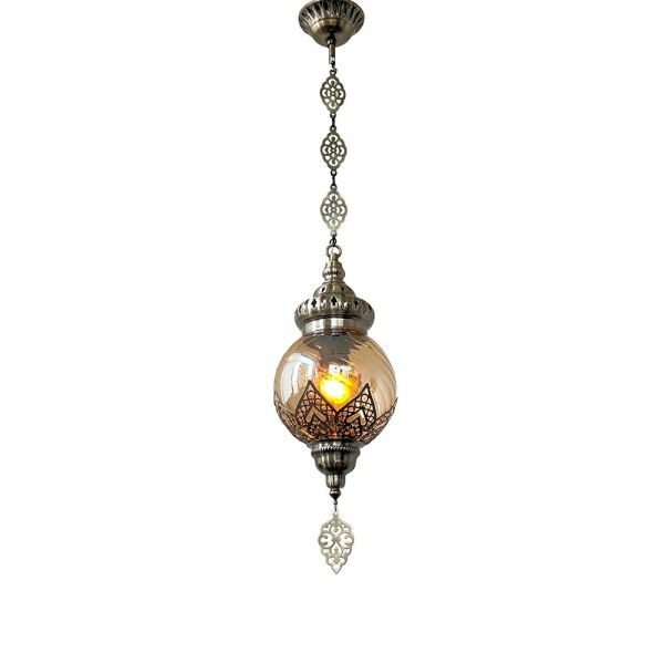 Light brown handmade glass Pendant lamp Moroccan bedroom bedside chandelier (WH-DC-76)
