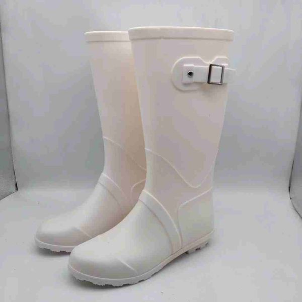 Bottes de jardin hautes en PVC pour femmes, imperméables, bottes de pluie avec tige en PVC solide et garnitures à boucle
