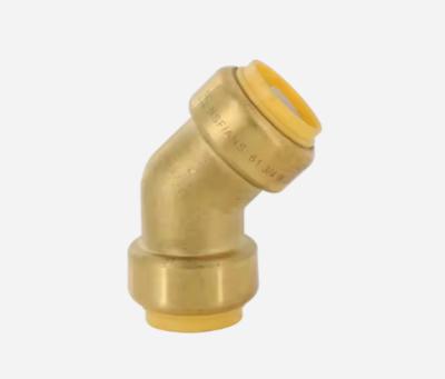 Brass Push Fit 45 Degree Elbow Connector for PEX and Copper Pipes