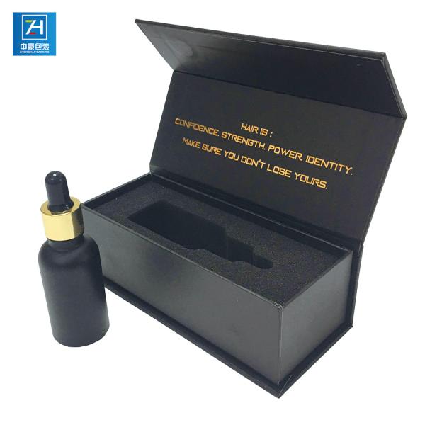 SGS ISO Black 250gsm Flip Top Essence Liquid Packaging Box