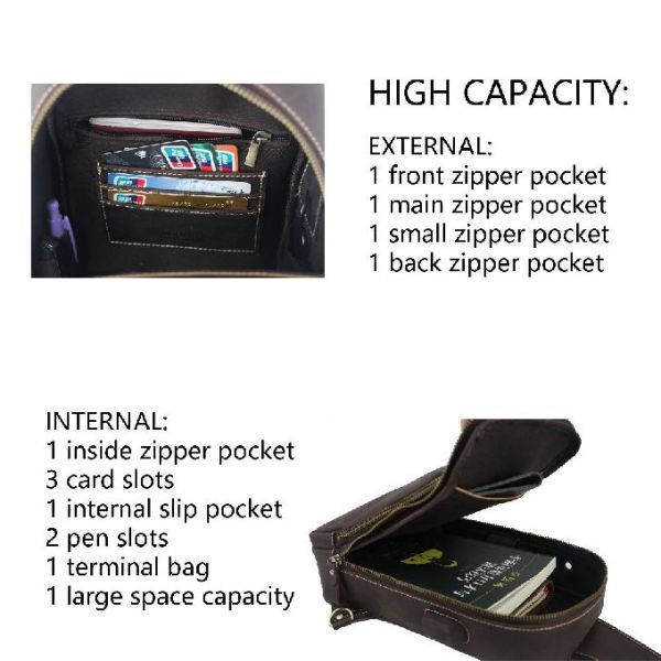 Сумка слинга USB дела кожи лошади винтажных людей сумасшедшая