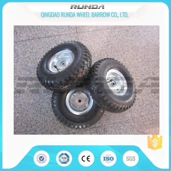 Staright Valve Pneumatic Rubber Wheels , Pneumatic Caster Wheels 3.50-6 Steel Rim