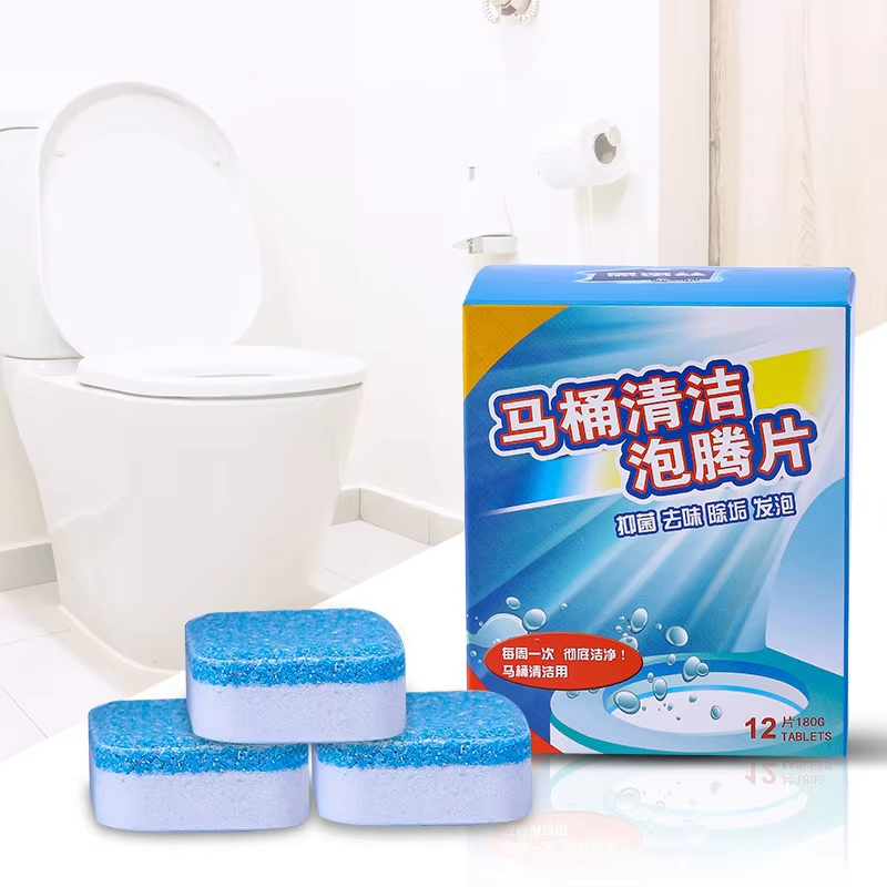 12 comprimés/ boîte Nettoyage des toilettes jetables Comprimés effervescents Parfum solide élimine les odeurs Comprimés nettoyants des toilettes