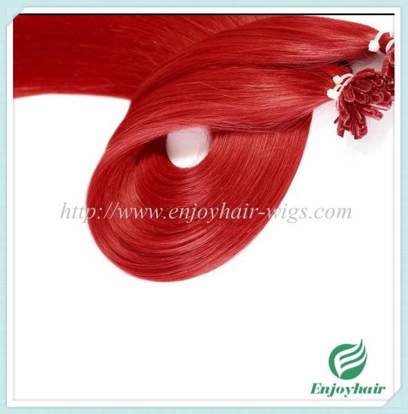 Nail U-Tip Hair 10-28 100s/pack red#colorStraight Human Hair malaysian hair extension