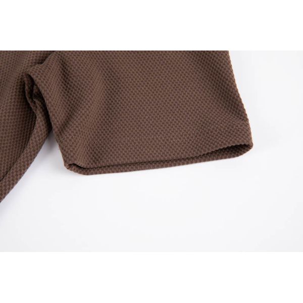 Textured Knit Jersey Coffee Brown Minimalist Design Crew Neck T-Shirt