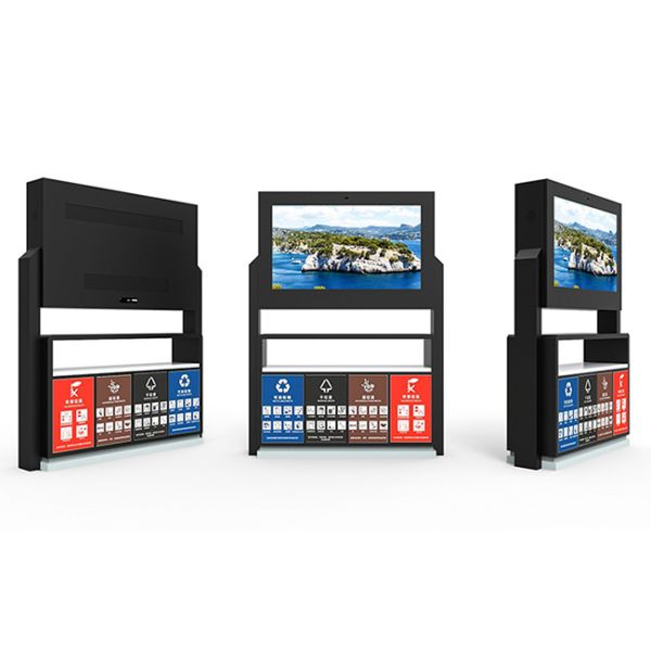55 inch waterproof and lightning protection outdoor lcd screen with garbage bin