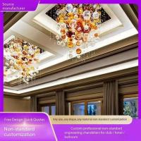 Modern Decorative Crystal Multi-Color Bubble Glass Ball Chandelier Used for Hotel Lobby Table Wedding Custom Lobby Long Staircase Big Size Luxury Project Led Glass Ball Chandelier Pendant Light