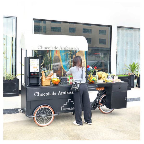 Leisure Fast Food Equipment Long Service Life Mobile Food Cart / Coffee Vending Bike