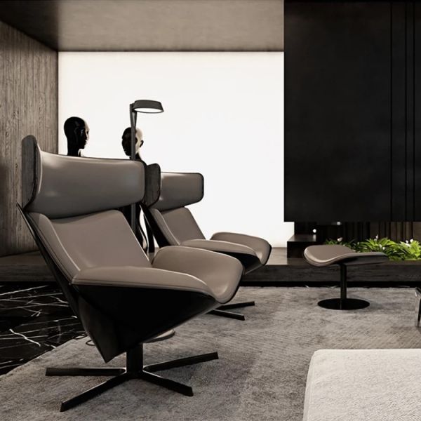 Arm Chair Modern Living Room Furniture Swivel Leather Accent Sofa Chair Lounge Chaise Chair Ottoman Version Included