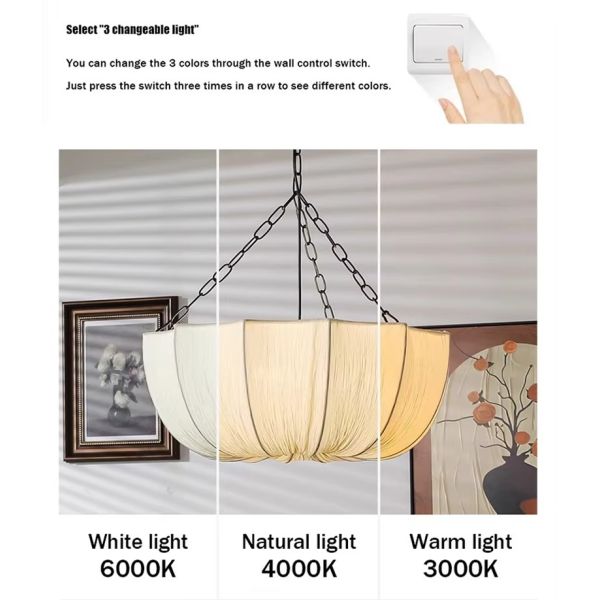 Living Dining Room Chandelier Lighting Wabi Sabi Retro Fabric Pendant Lights (WH-VP-308)