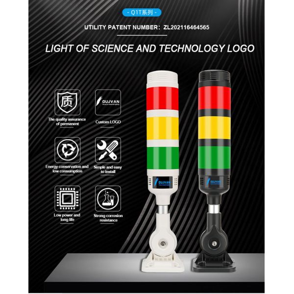 Lampe tour de signalisation multicouche pliable IP54 avec avertisseur sonore pour machines et équipements
