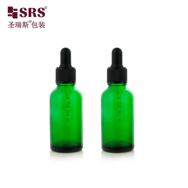 D002 Bouteille de gouttelette en verre bleu vert-ambre clair pour le sérum cosmétique essentiel Oir
