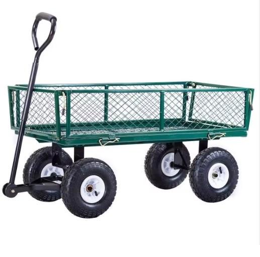Mesh Structure Heavy-duty Steel Utility Cart for Green Beach Wagon at Qingdao Port