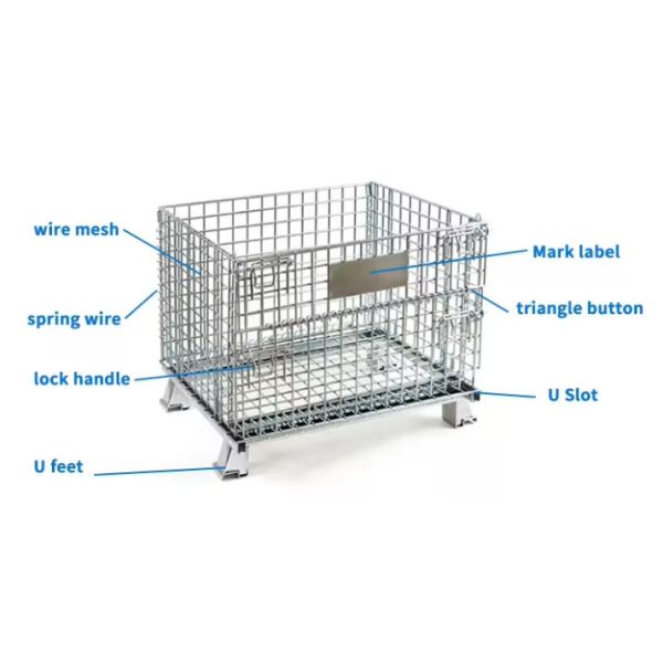 Heavy Duty Welded Steel Mesh Storage Cage Industrial Wire Mesh Baskets