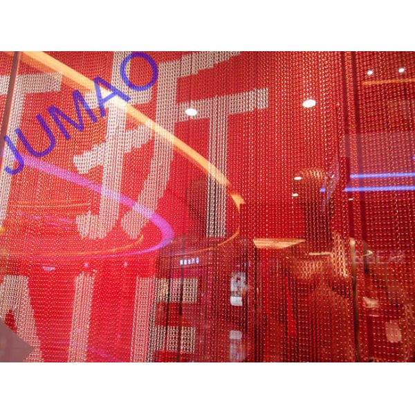 9mm × 16mm Aluminium Chain Link Room Divider , Red Metal Fly Screen Curtains